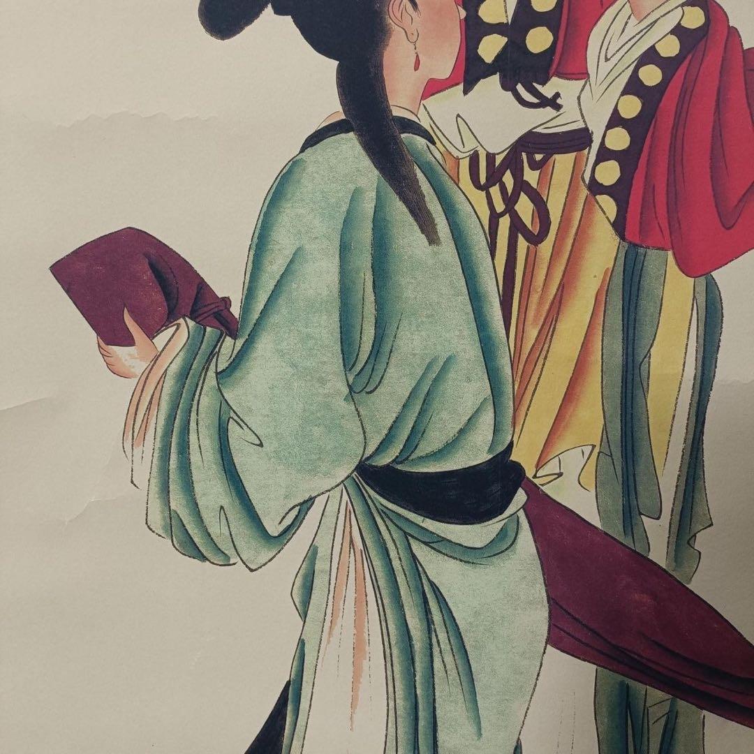 唐寅 拈花仕女 中国画 掛け軸 水墨画 和室 玄関 茶室 壁掛け 美術品