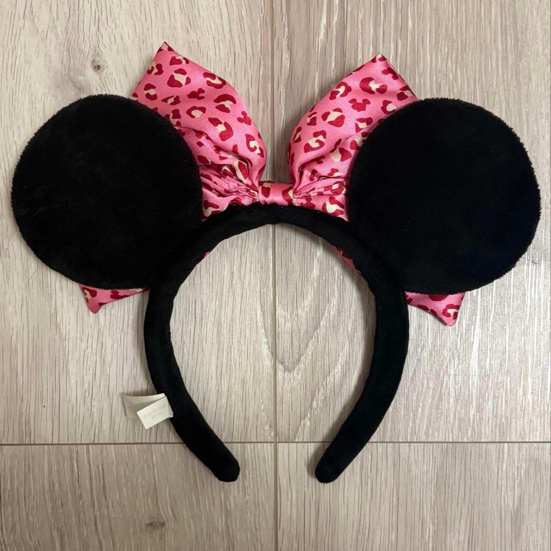 ディズニー ピンク ヒョウ柄 リボンカチューシャ