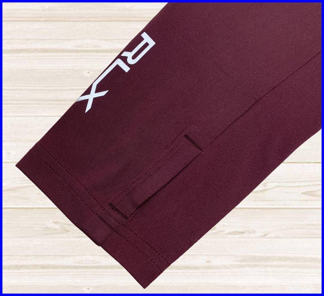 【新品】RLXラルフローレンゴルフシャツジャージーモックネックロンTボルドーM