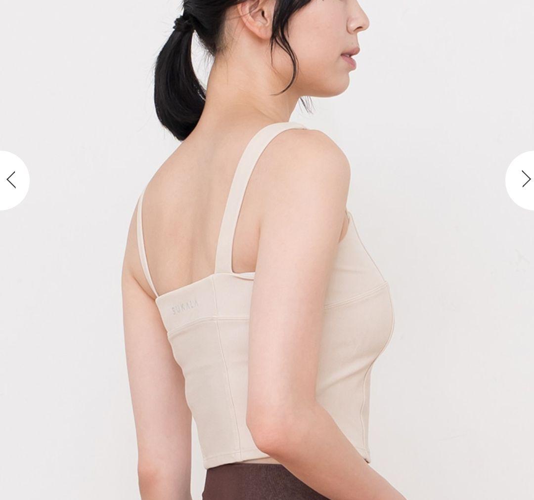 新品★【SUKALA】リブデニムショートキャミソール★Lサイズ★サンドベージュ