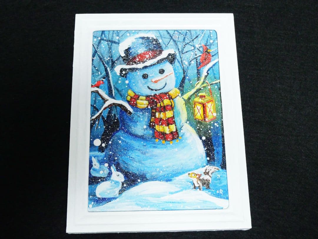 油絵 絵画【雪だるま】