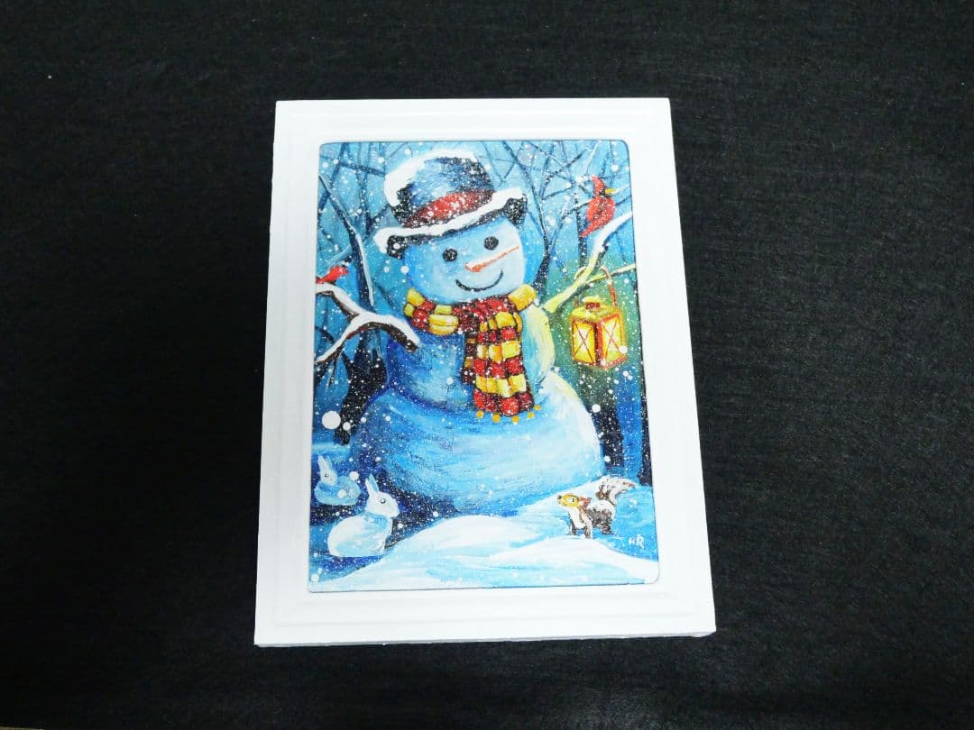 油絵 絵画【雪だるま】