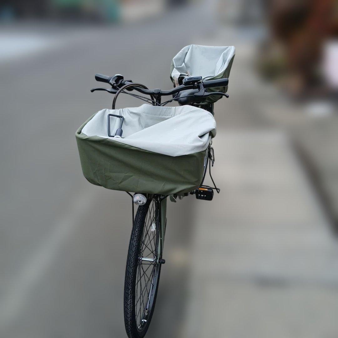 オリーブグリーン 電動アシスト自転車 チャイルドシート付き