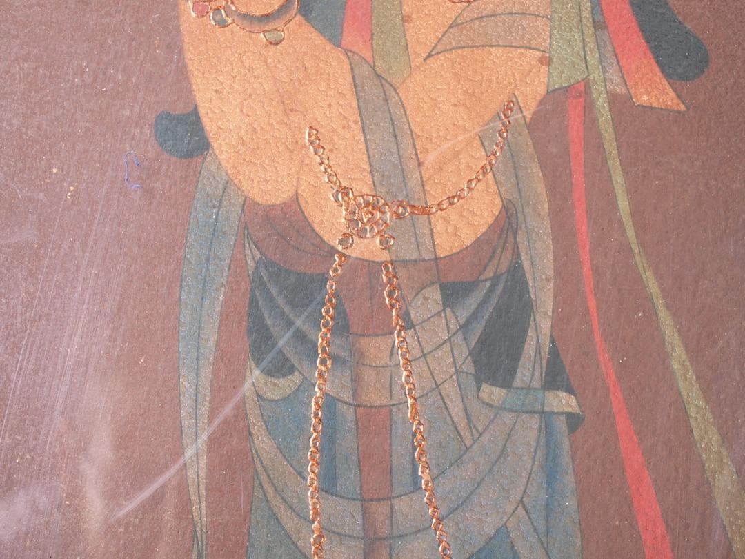 中国唐時代　敦煌莫高窟壁画 彩絵　人物像 発掘品 AK1724A10-4