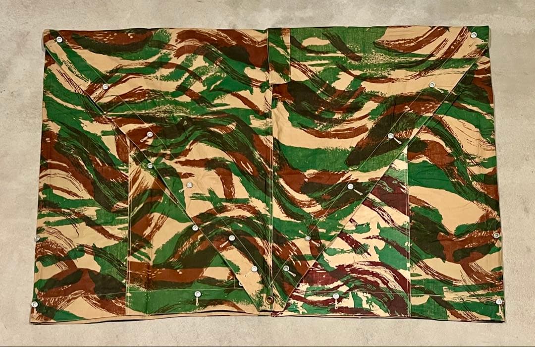 ①1953 フランス軍 リザードカモ ポンチョテント ツェルトバーン 実物 軍幕