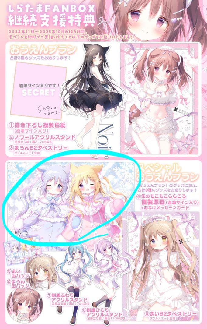 しらたま FANBOX 継続特典 複製原画 ららころ メッセージカードあり
