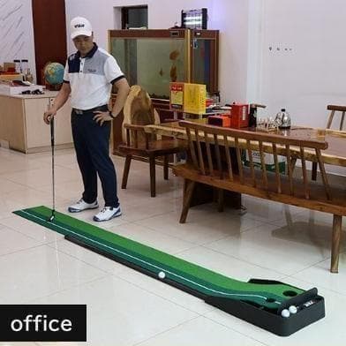 ゴルフパット パター練習マット 練習器具 自動返球 行過ぎ防止ボールブロック付き
