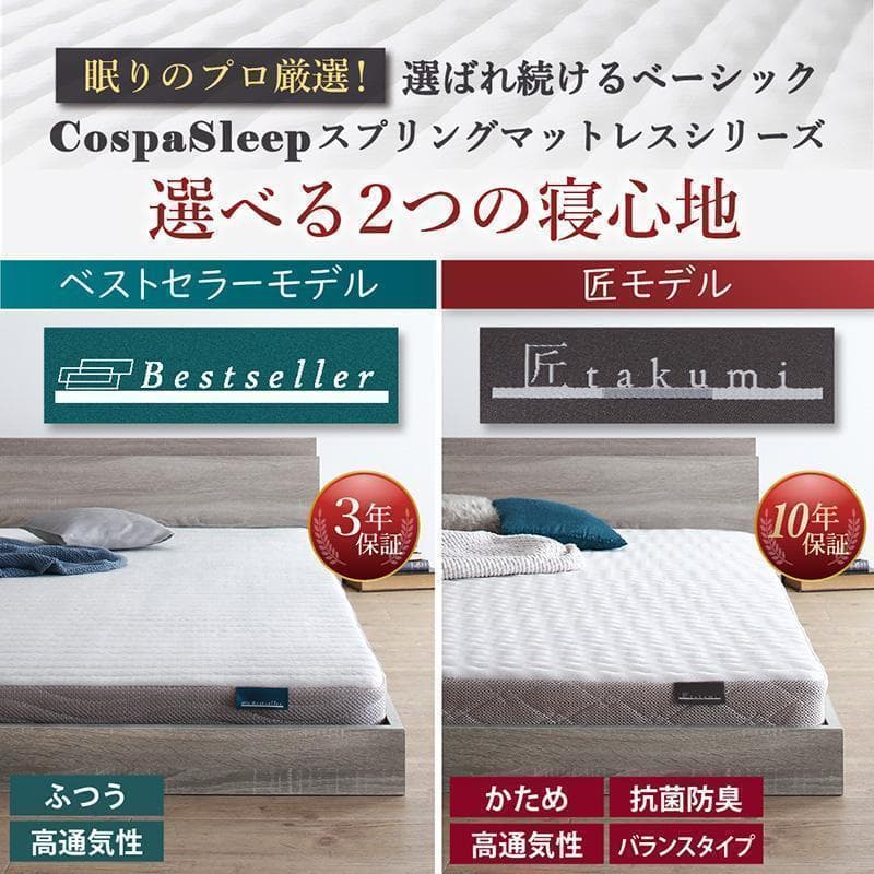 【まっく】 セミダブルベッド マットレス付 棚 コンセント付 BL