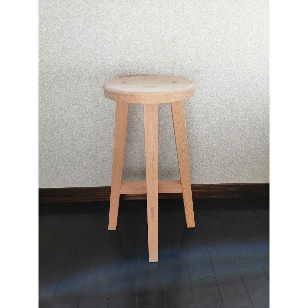 【ほぞ組】木製スツール　高さ80cm　丸椅子　stool 　花瓶台