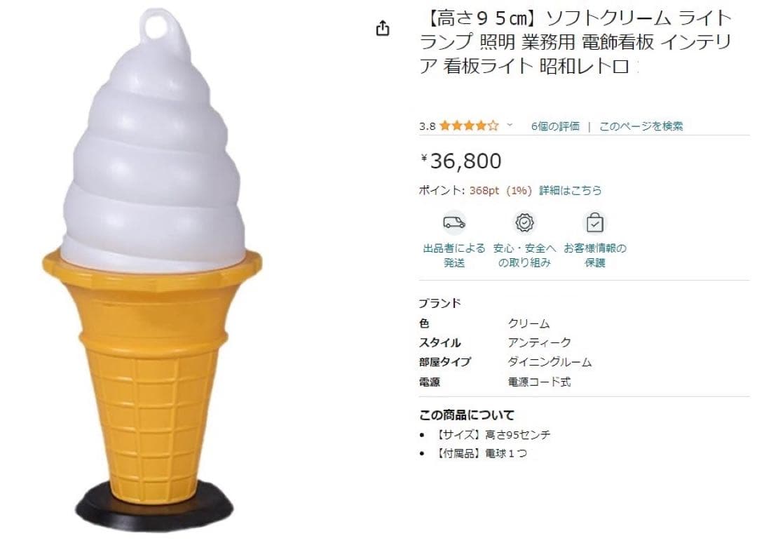 新品電飾看板 業務用非売品 ソフトクリーム レトロ アイス 照明ライトインテリア