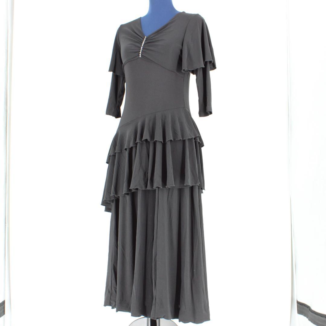 【美品 社交ダンス衣装】ワンピース ドレス 黒 無地 シンプル かわいい 上品