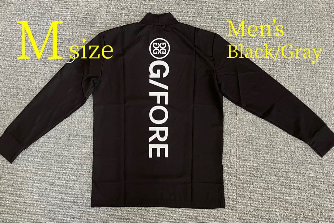 G/FORE ジーフォア MサイズモックネックロングスリーブT-シャツ 黒色
