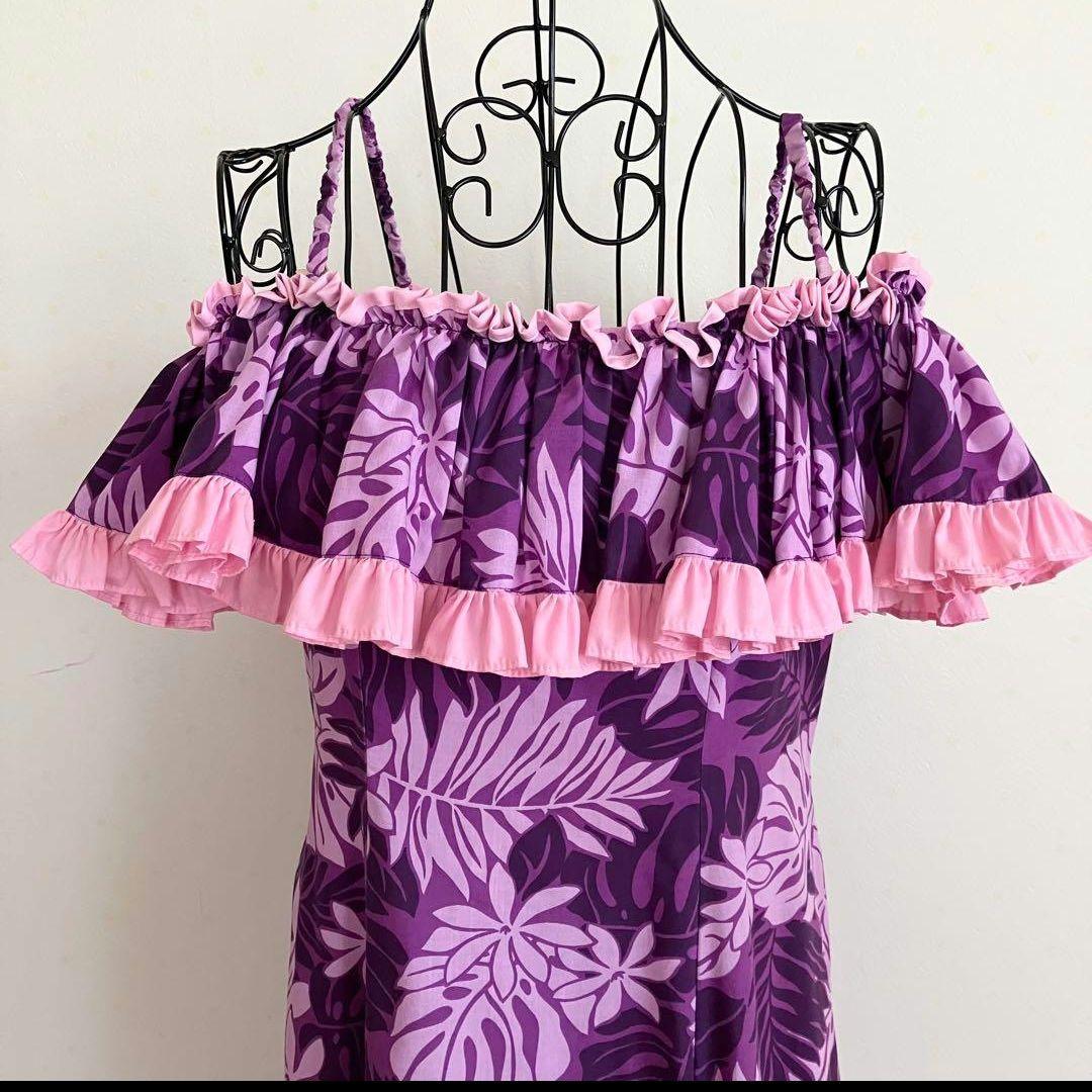 CCFashionsHawaiiフラドレスベアトップドレスフラダンス紫ピンク