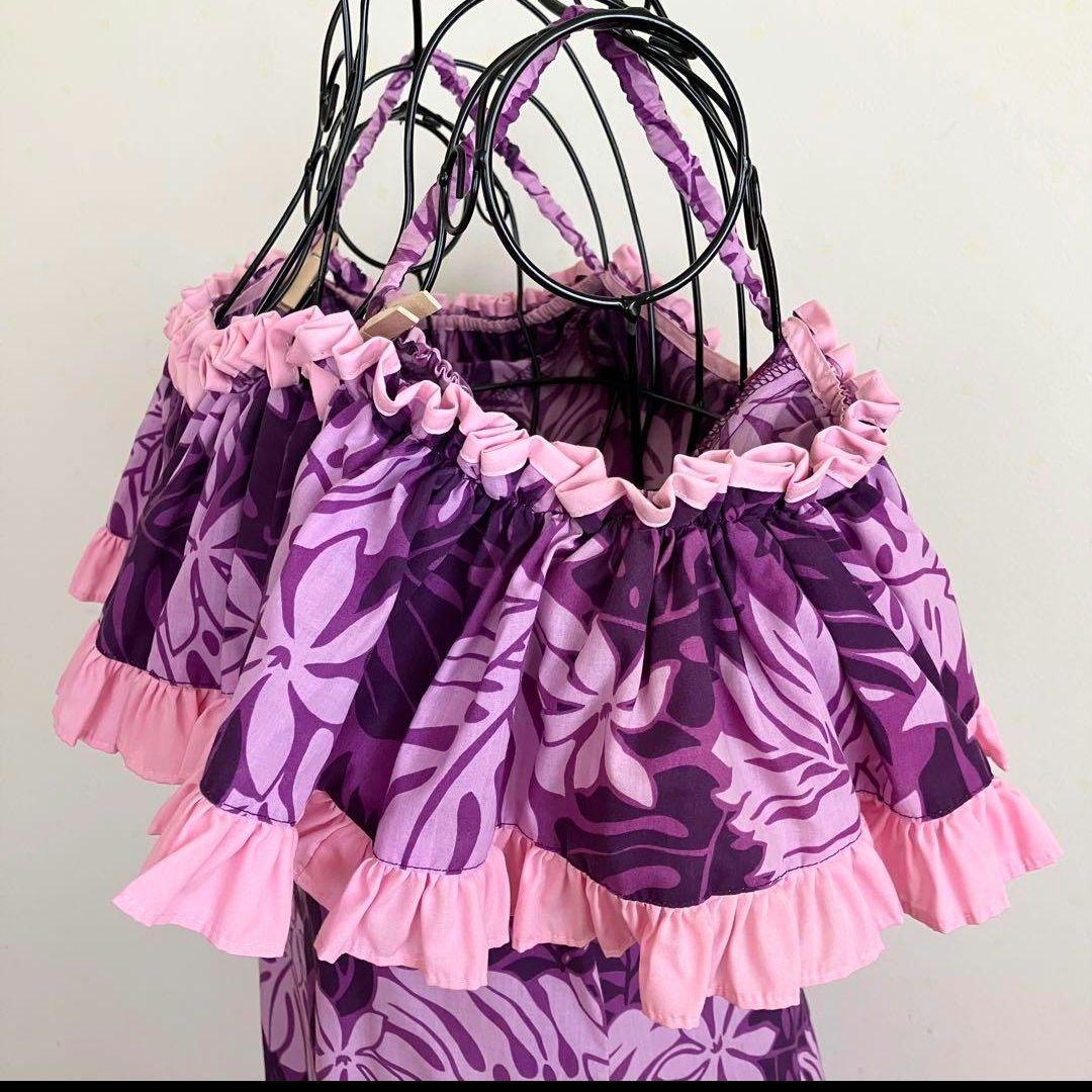 CCFashionsHawaiiフラドレスベアトップドレスフラダンス紫ピンク