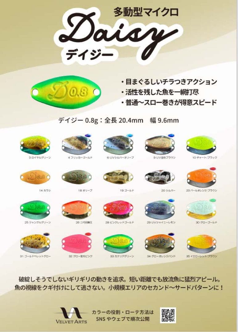 Daisy 0.8g スプーン 20全色セット　ベルベットアーツ　デイジー