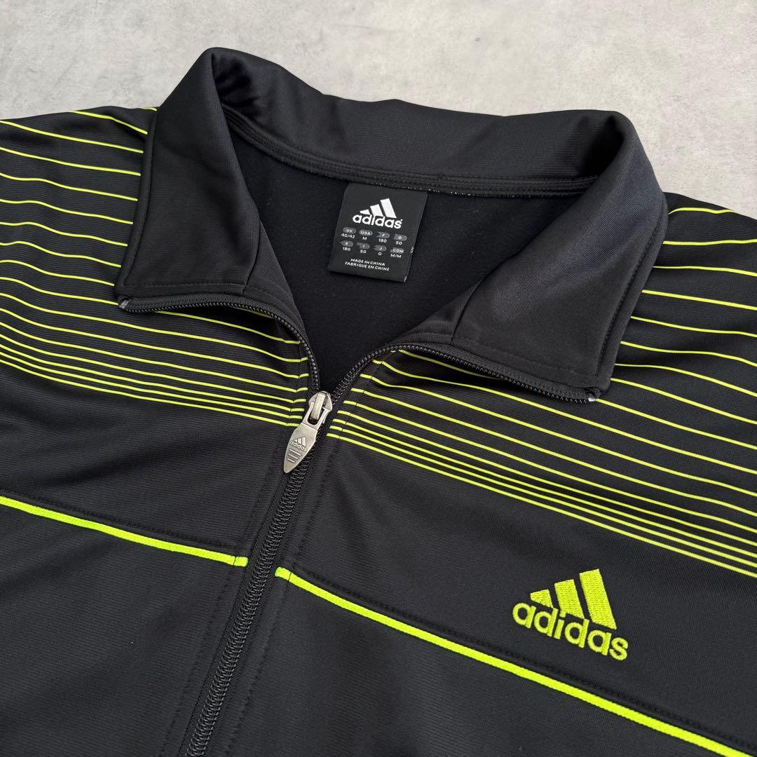 00s old adidas トラックジャケット M ブラック×ネオンカラー ②