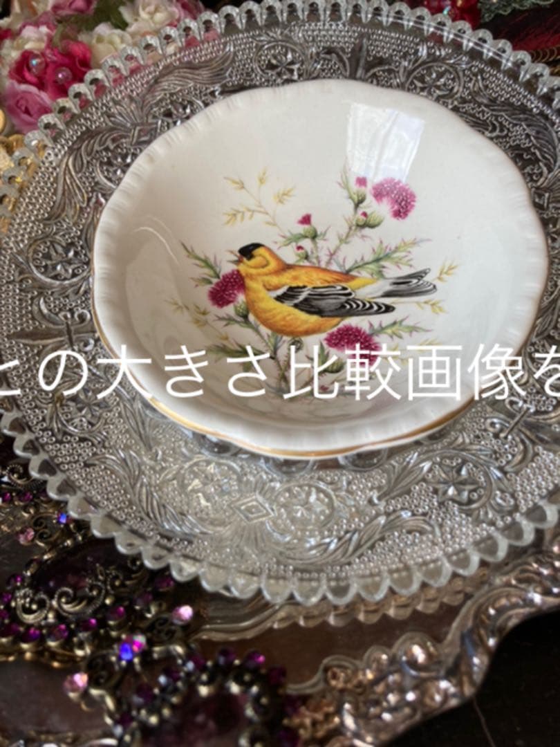 ②MADE IN ENGLAND老舗窯 CAULDON小鳥mini絵皿