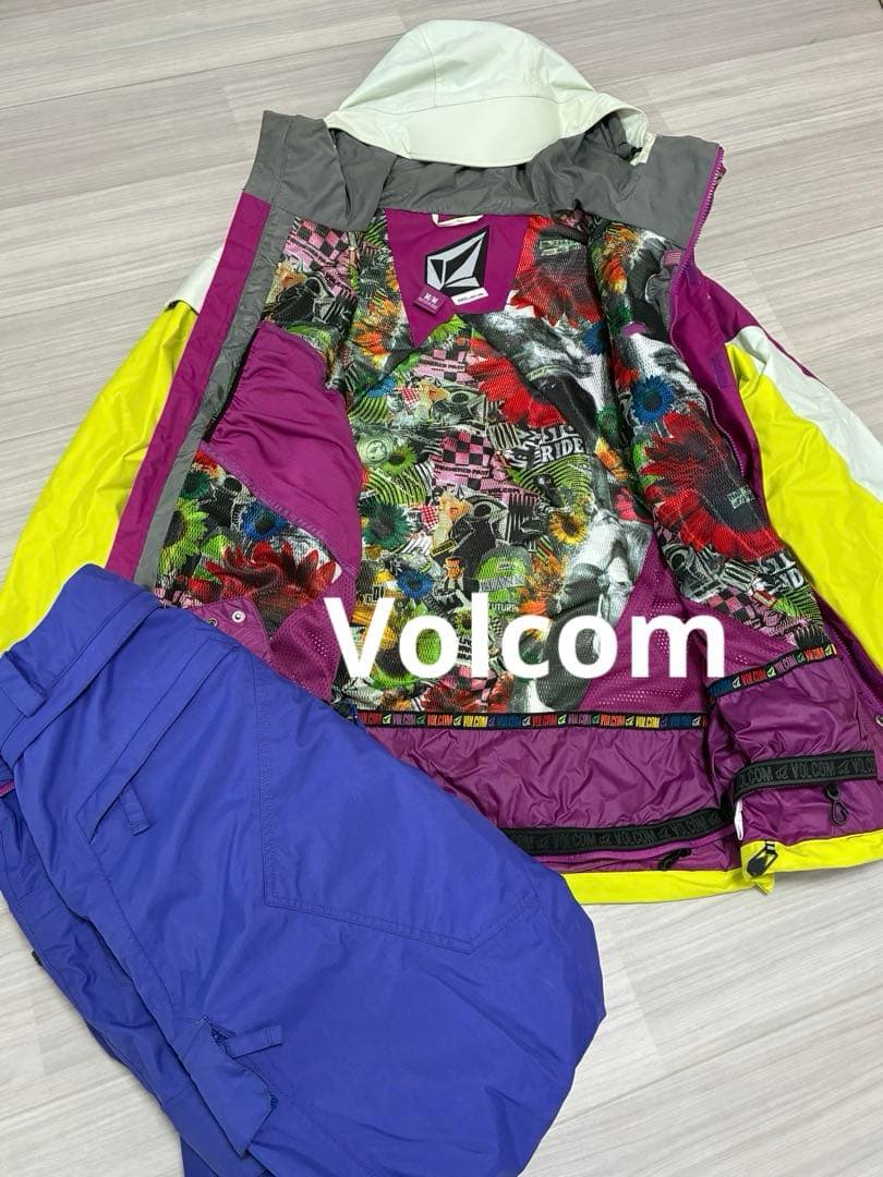 Volcom スノーボードウェア　上下セット　黄色　青紫　メンズ