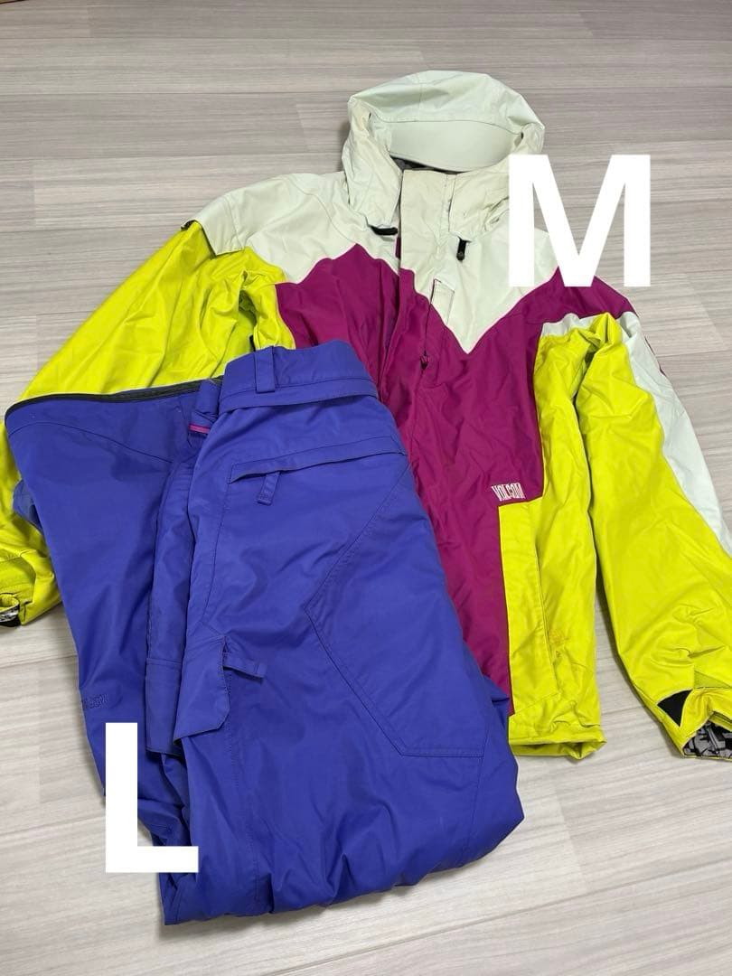 Volcom スノーボードウェア　上下セット　黄色　青紫　メンズ