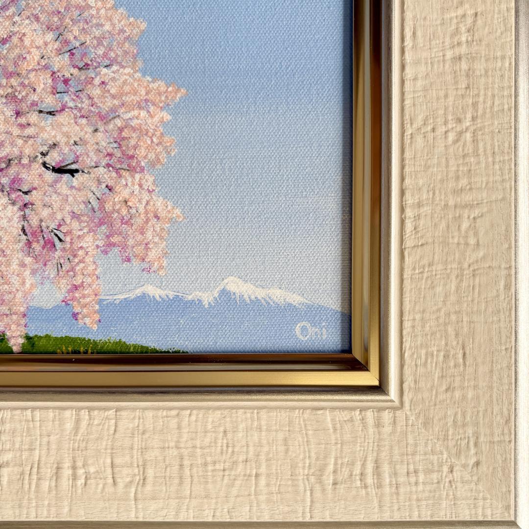 アクリル画　原画　「サクラ咲く03」額縁付き　SMサイズ　キャンバス