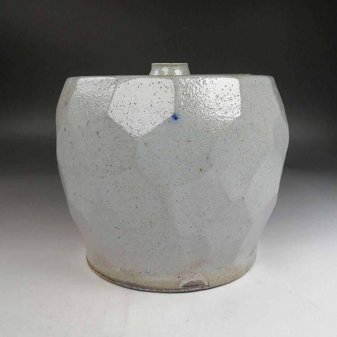 Ｗ３３０　水指　『益子焼』『白釉　水指』『薄田浩司 作』　共箱　茶道具