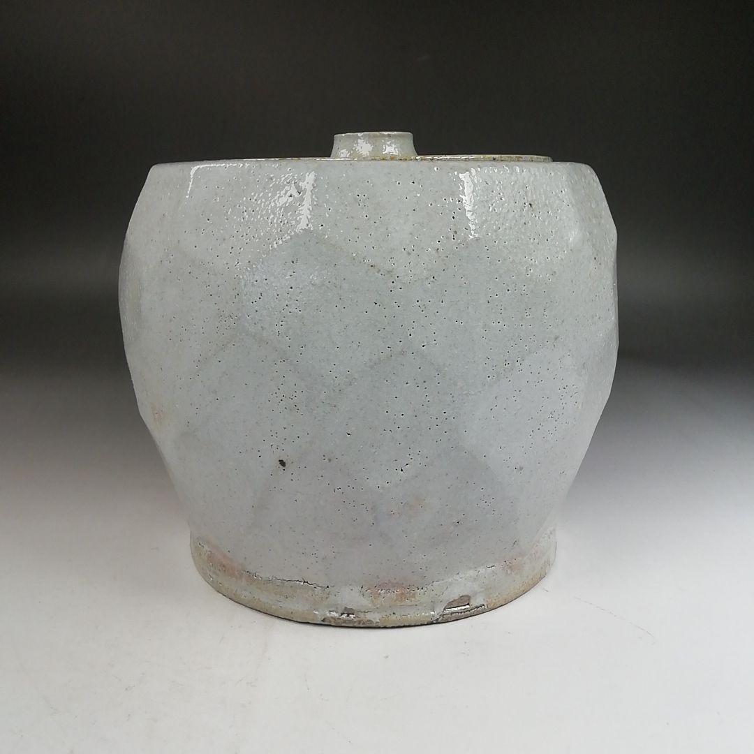 Ｗ３３０　水指　『益子焼』『白釉　水指』『薄田浩司 作』　共箱　茶道具