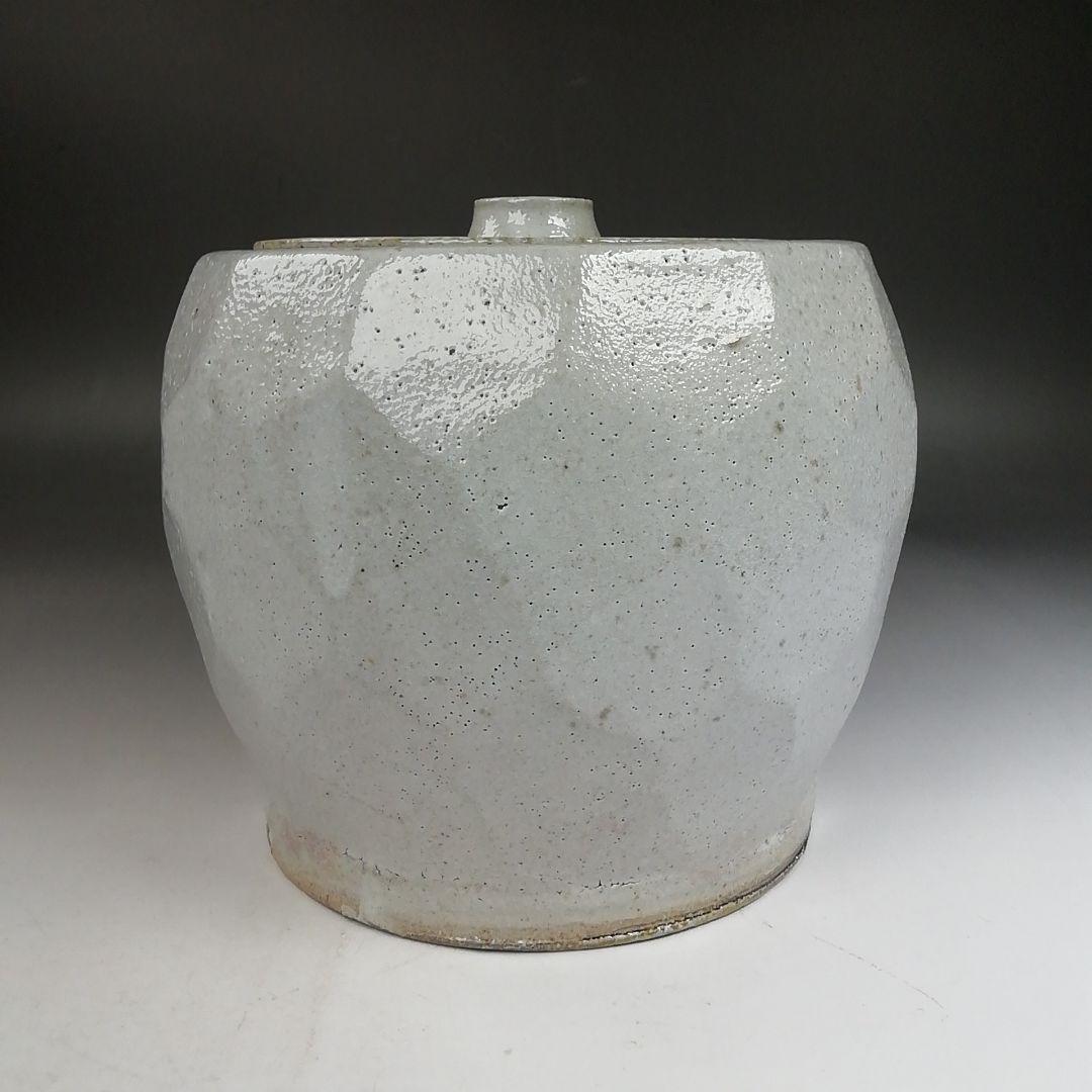 Ｗ３３０　水指　『益子焼』『白釉　水指』『薄田浩司 作』　共箱　茶道具