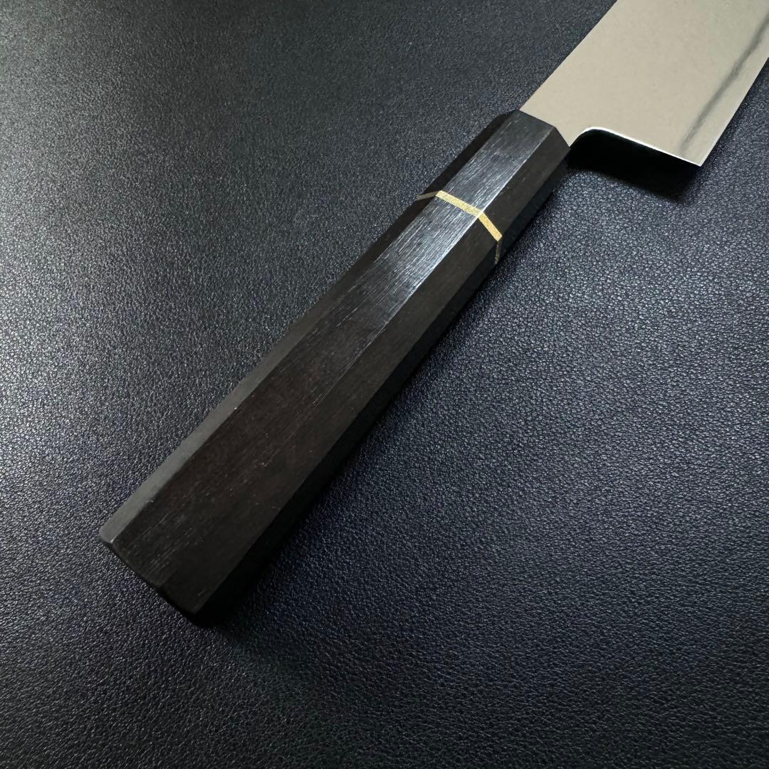 240mm 牛刀　ステンレス全鋼 両刃 黒檀八角柄 和包丁。、