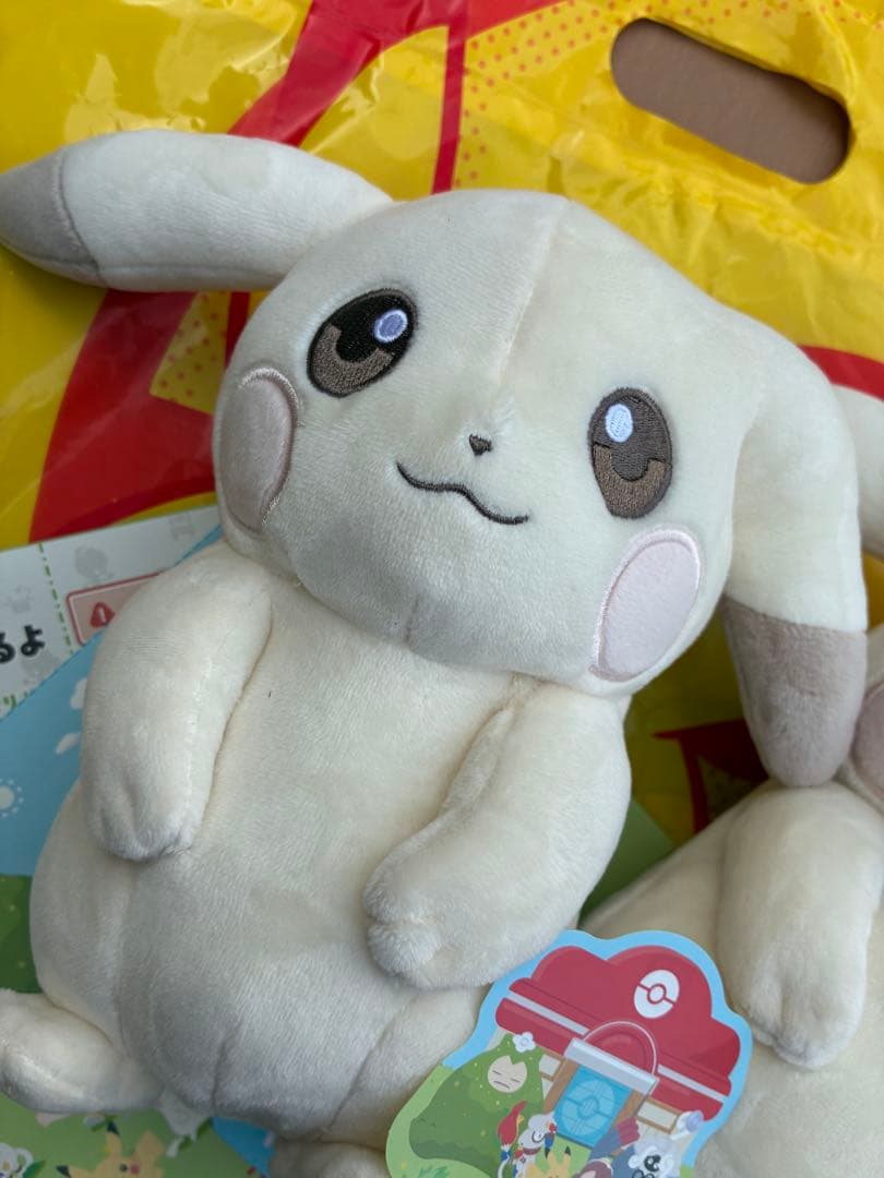 おまけ付き ぬいぐるみ ぽこ あ ポケモン ピカチュウ うすいろ ２点セット