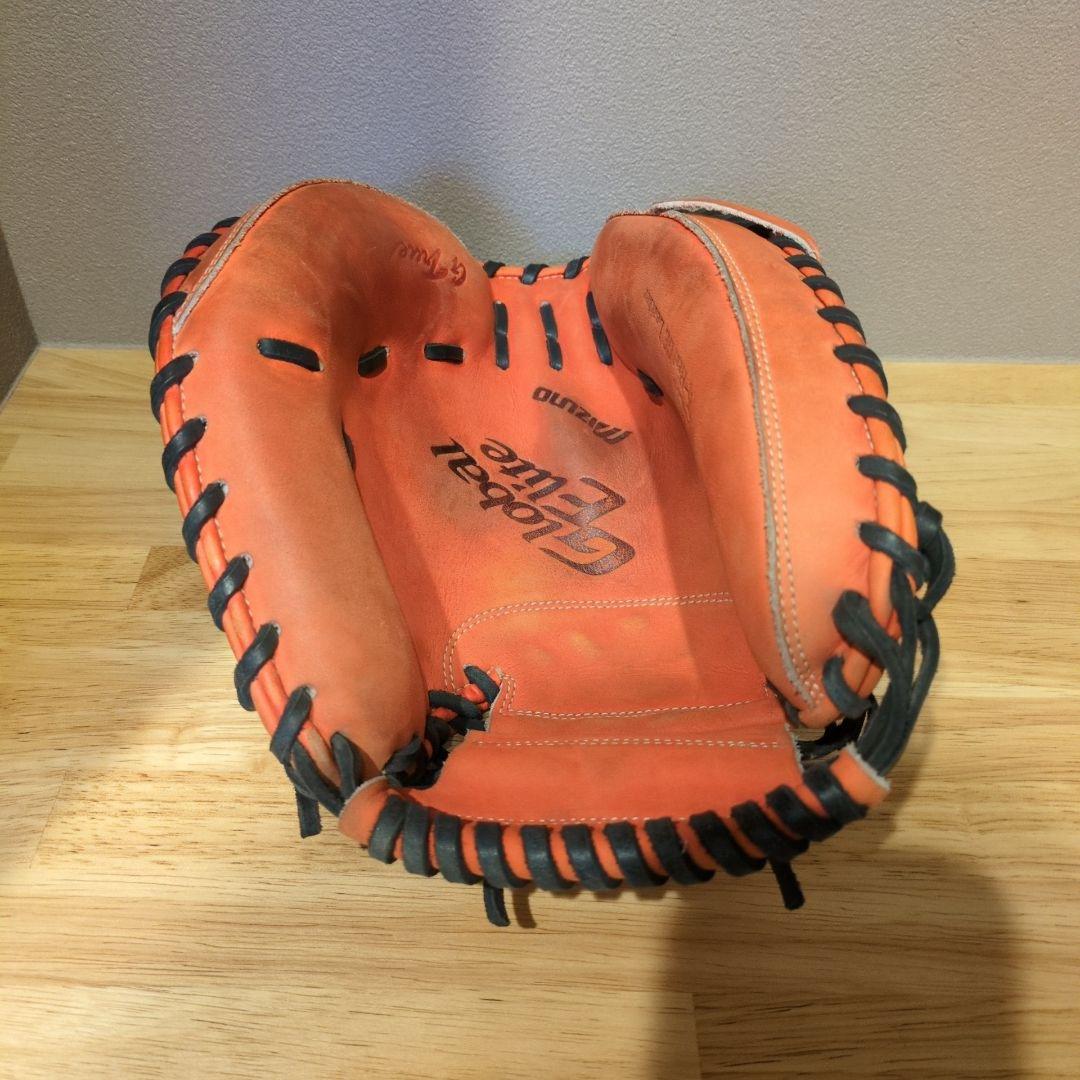 【美品】MIZUNO　ミズノ　グローバルエリート　キャッチャーミット　オレンジ