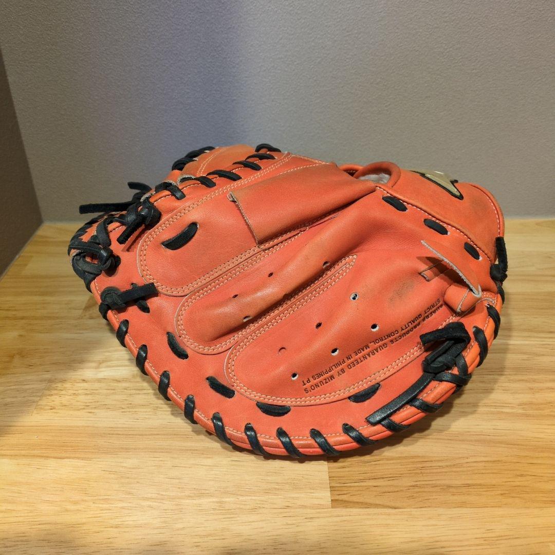 【美品】MIZUNO　ミズノ　グローバルエリート　キャッチャーミット　オレンジ