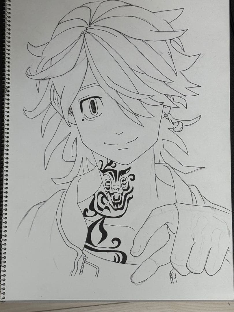 東リべ　羽宮一虎　鉛筆画