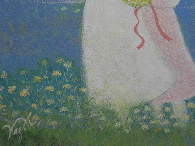平林和子、【春の想い】、希少画集画より、状態良好、新品高級額装付