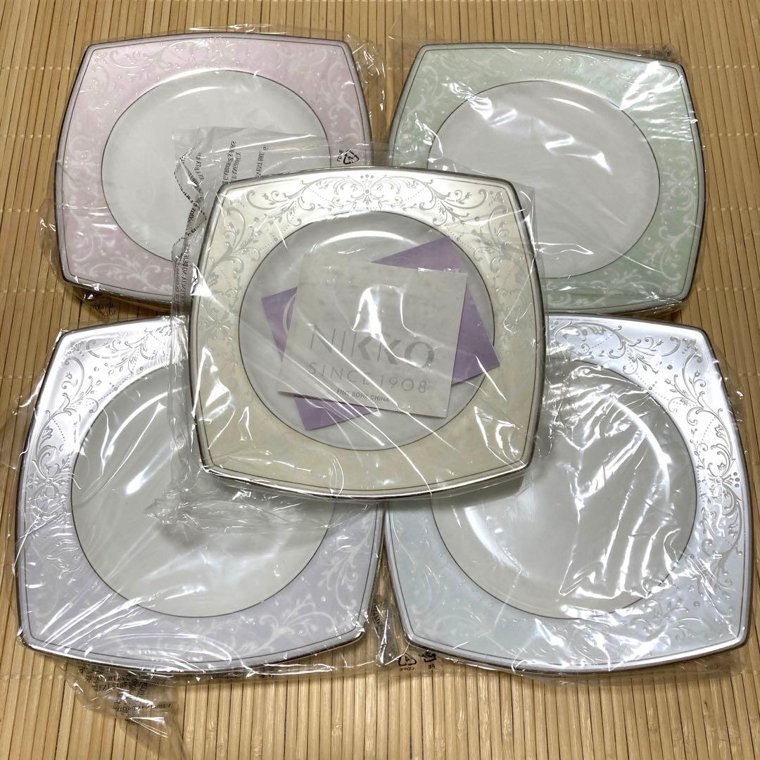NIKKOニッコー陶器製 18cmスクエアプレート5枚　シンフォニーコレクション