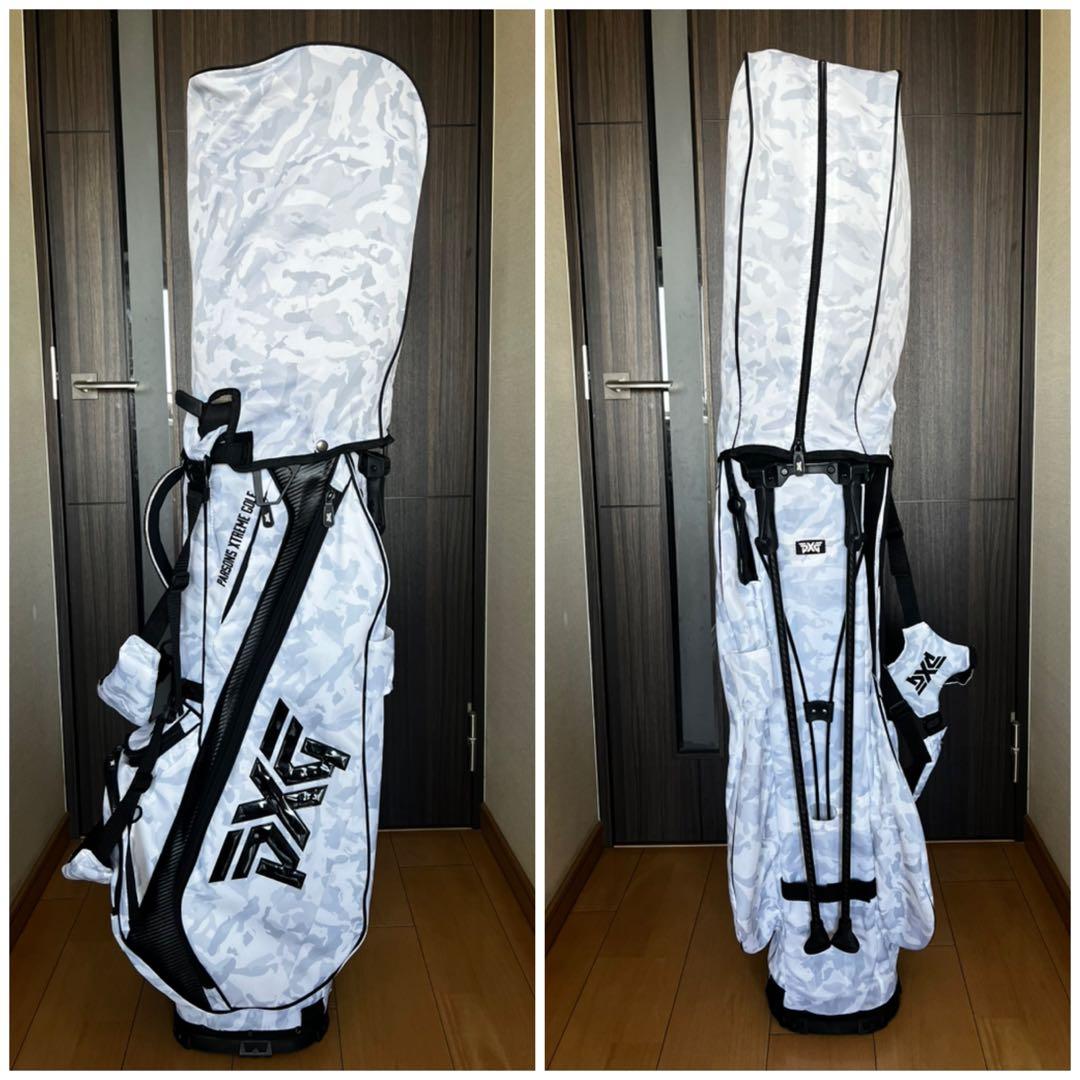 美品pxg スタンド型キャディバッグ　迷彩柄　カモフラ　ライトグレー　9型　軽量
