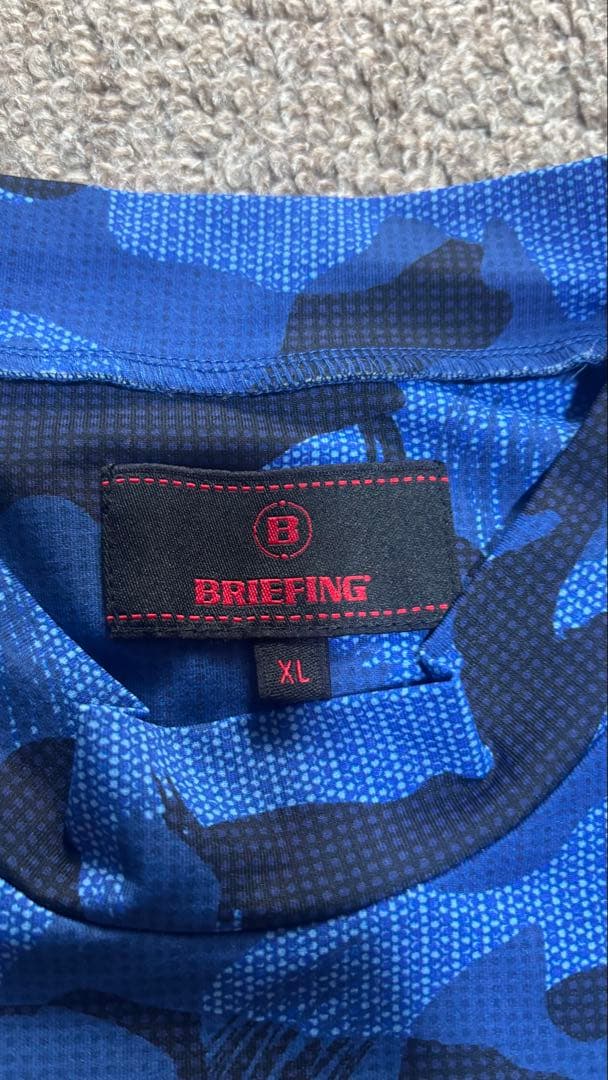 BRIEFING 半袖モックネックXL 青迷彩 美品