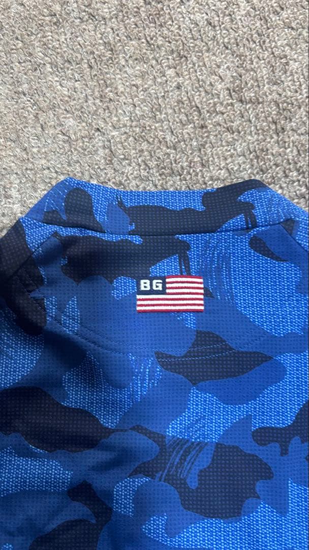 BRIEFING 半袖モックネックXL 青迷彩 美品