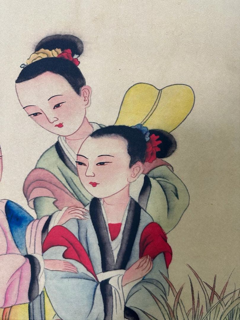【唐寅】游园图 中国画 掛け軸 水墨画 和室 玄関 茶室 壁掛け 美術品