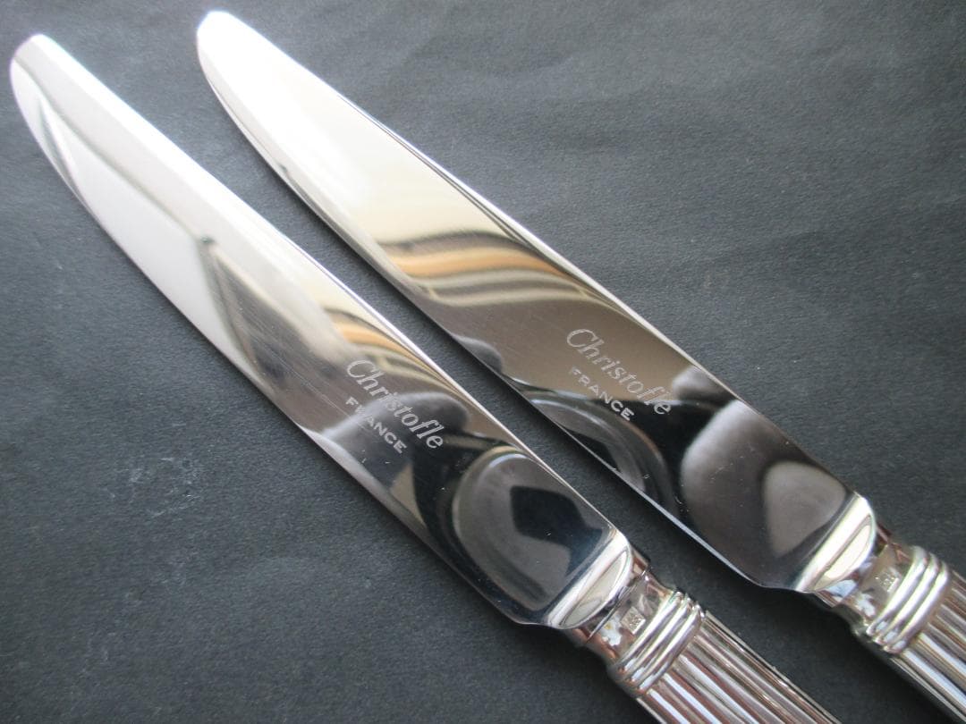 極美品☆仏蘭西高級銀器☆クリストフルシルバー　デザートナイフ２本　アリア