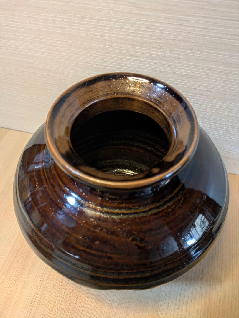 飴釉　十二面取　壺　清南　李朝　金継ぎ