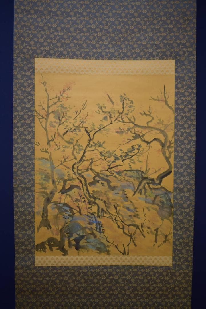 真作/榊原始更/山水梅図/布袋屋掛軸HI-863