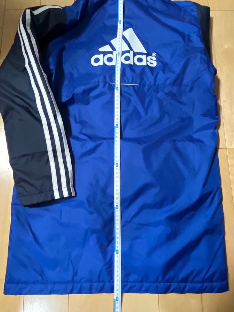 adidas フード付き　ベンチコート J 160 青黒