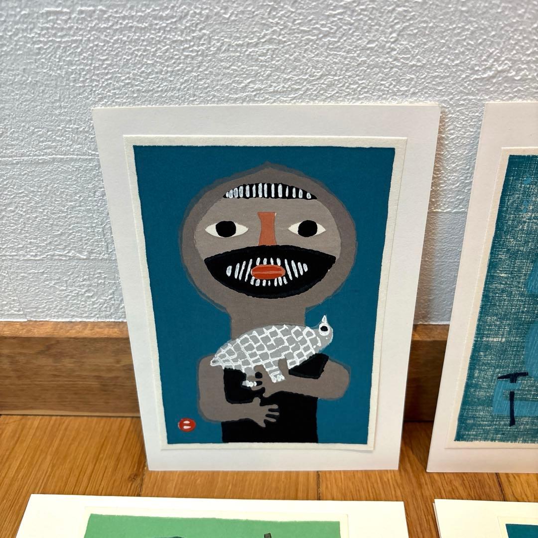 畦地梅太郎　木版画　山男