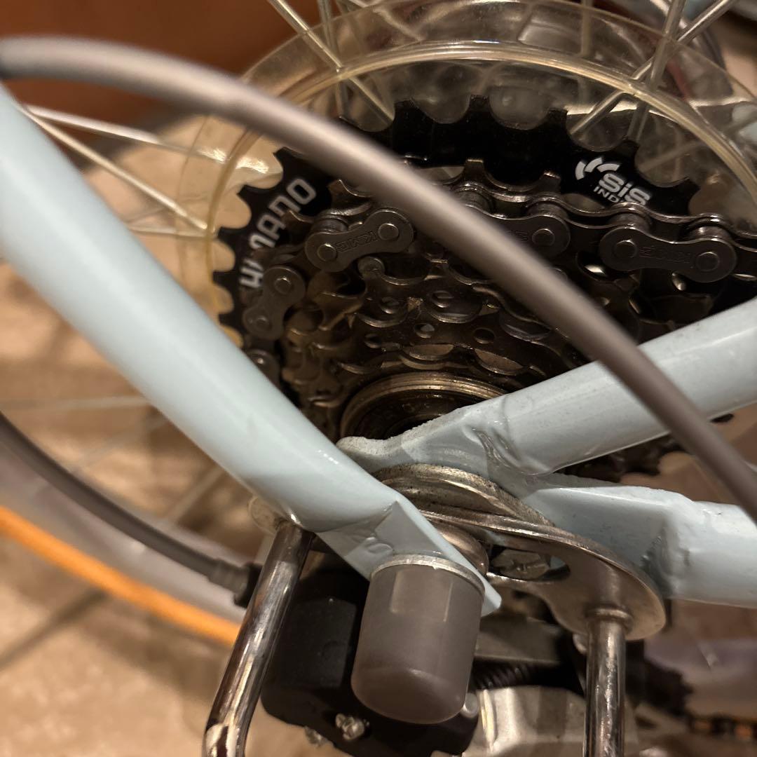 水色 20インチ 切り替え付き子供用自転車 前面バスケット付き引き渡し限定