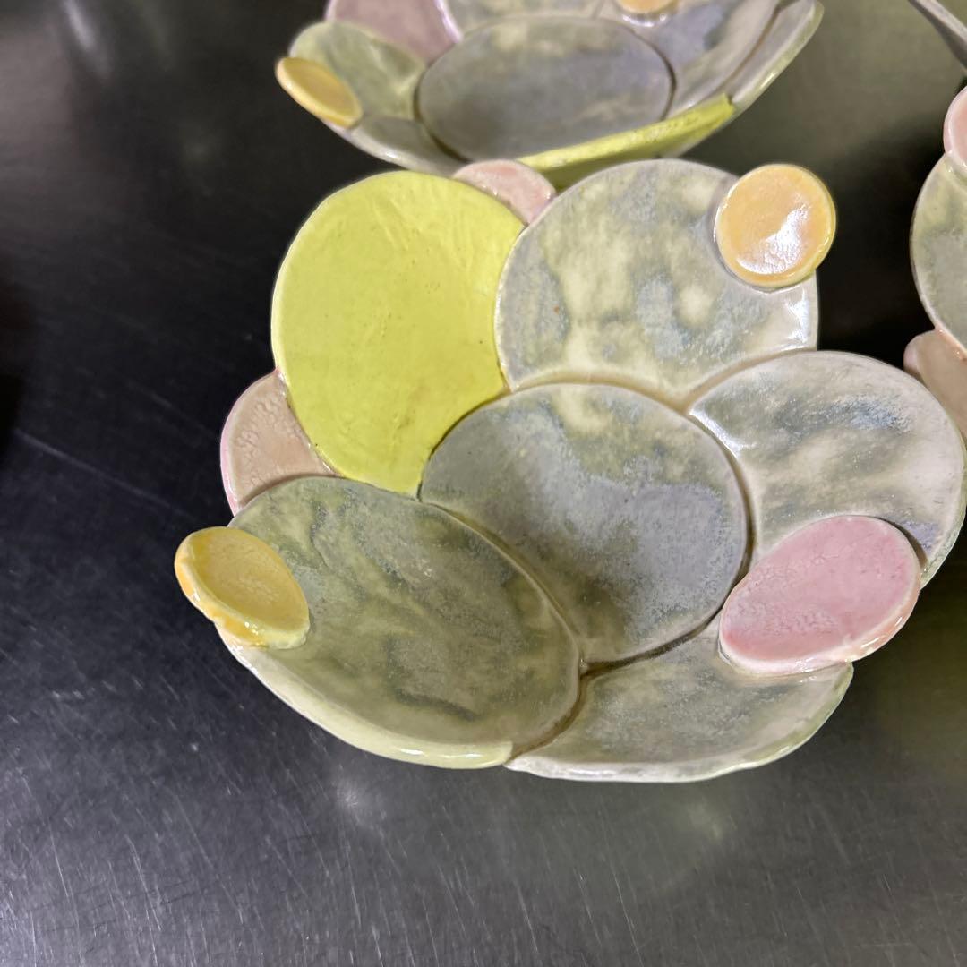 作家物陶器 小皿4枚セット カラフル