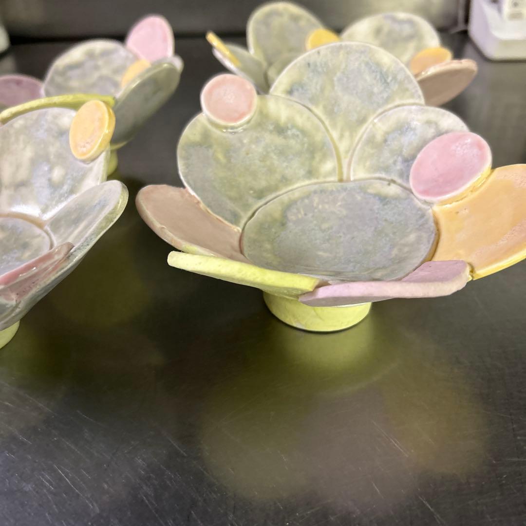 作家物陶器 小皿4枚セット カラフル