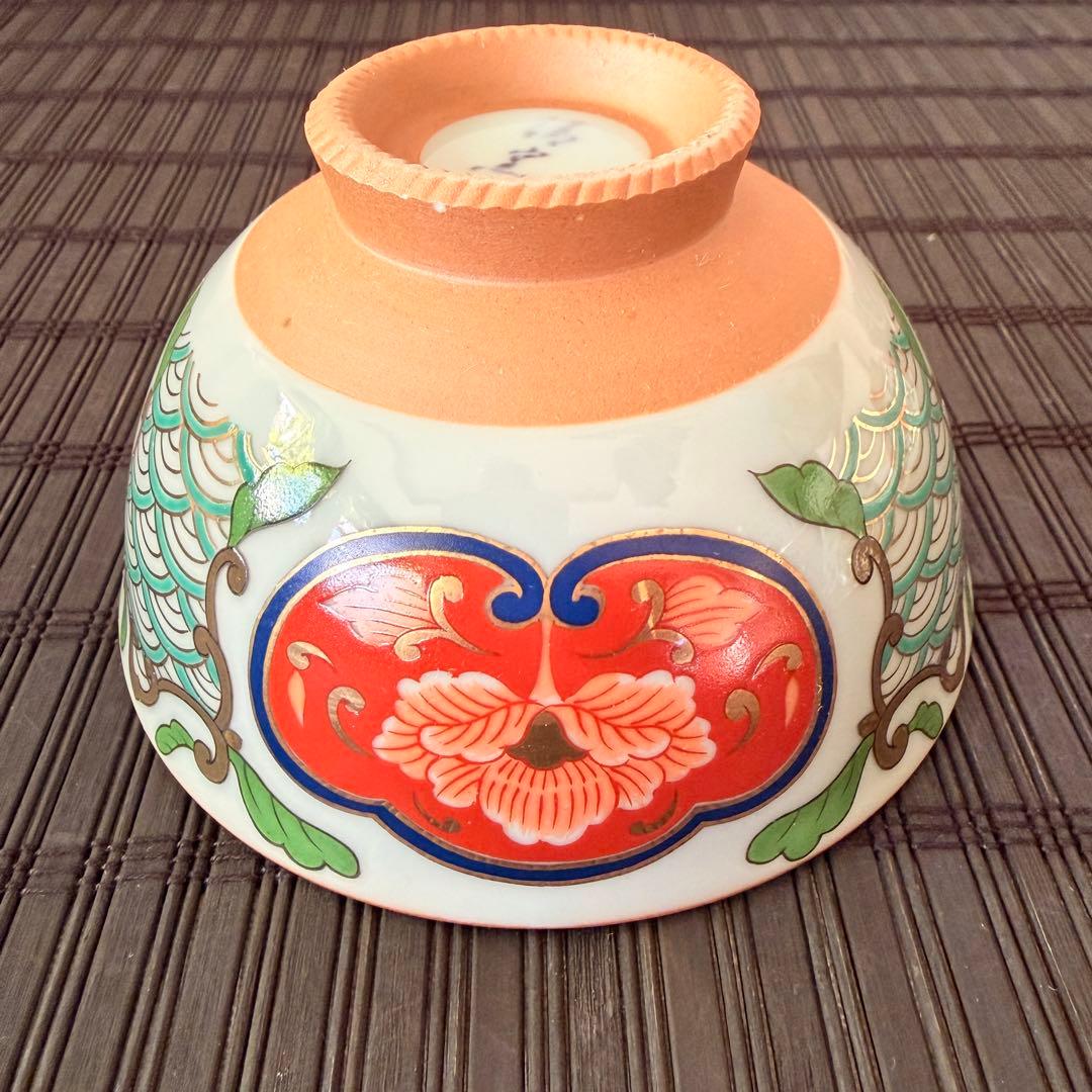 【未使用品】有田焼 南蛮絵変わり古伊万里 吉祥紋高級飯椀 茶碗揃 ご飯茶碗 ５客