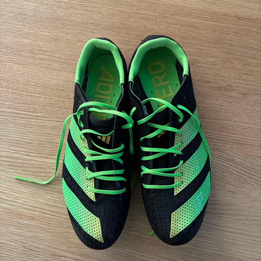 ADIDAS ADIZERO スパイクシューズ ブラック/グリーン