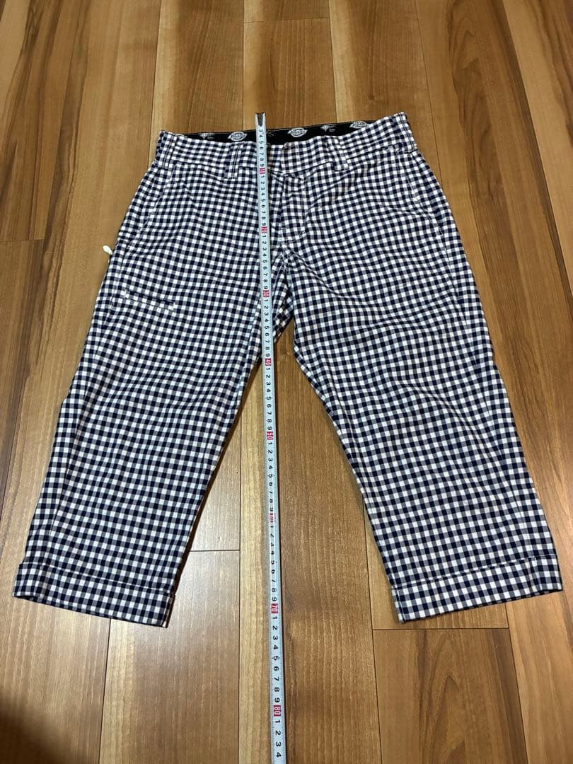 BEAMS GOLF Dickies コラボ　ギンガム　ネイビー　七分丈