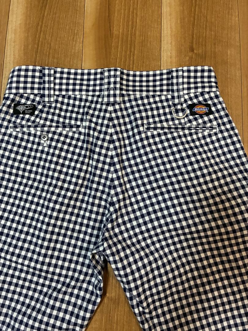 BEAMS GOLF Dickies コラボ　ギンガム　ネイビー　七分丈